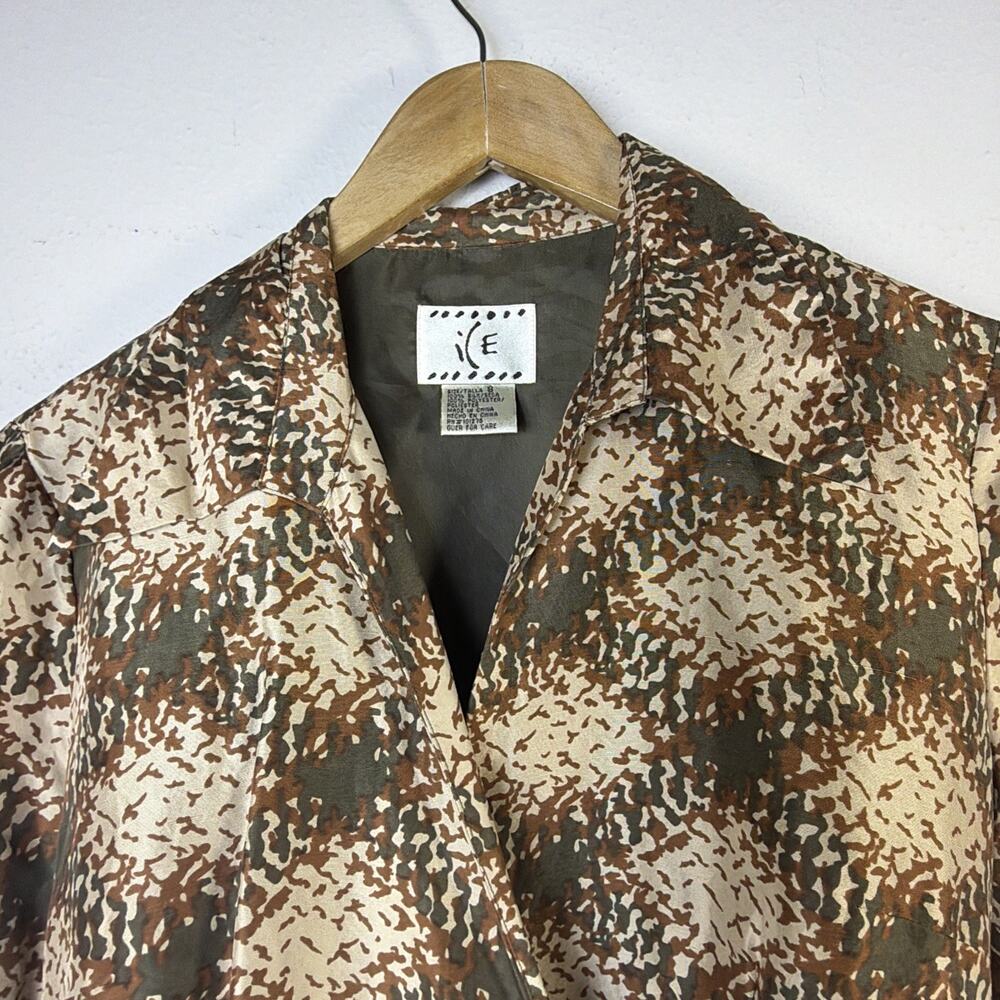 ICE Blouse wrap Animal Print Y2K Vintage Womens 8 ECI New york 100% silk - Picture 3 of 11